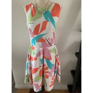 Taylor Dresses Women's Sleeveless Abstract Print Fit and Flare Dress